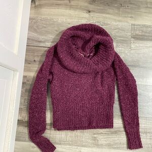 Mudd Women's cropped Cowl Neck Sweater in Rich Purple size medium